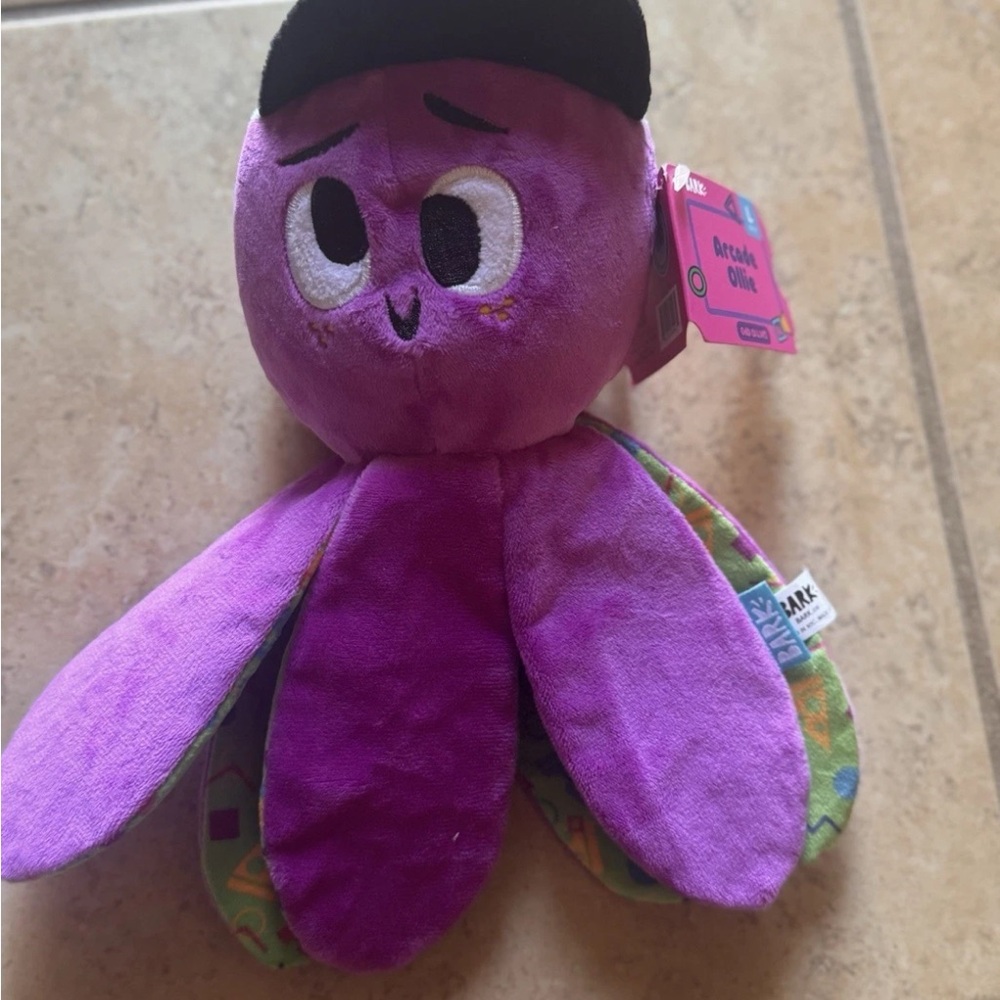 Bark Arcade Ollie Plush Dog Toy Large BNWT New Crinkle Squeaker Whip-n-Flip